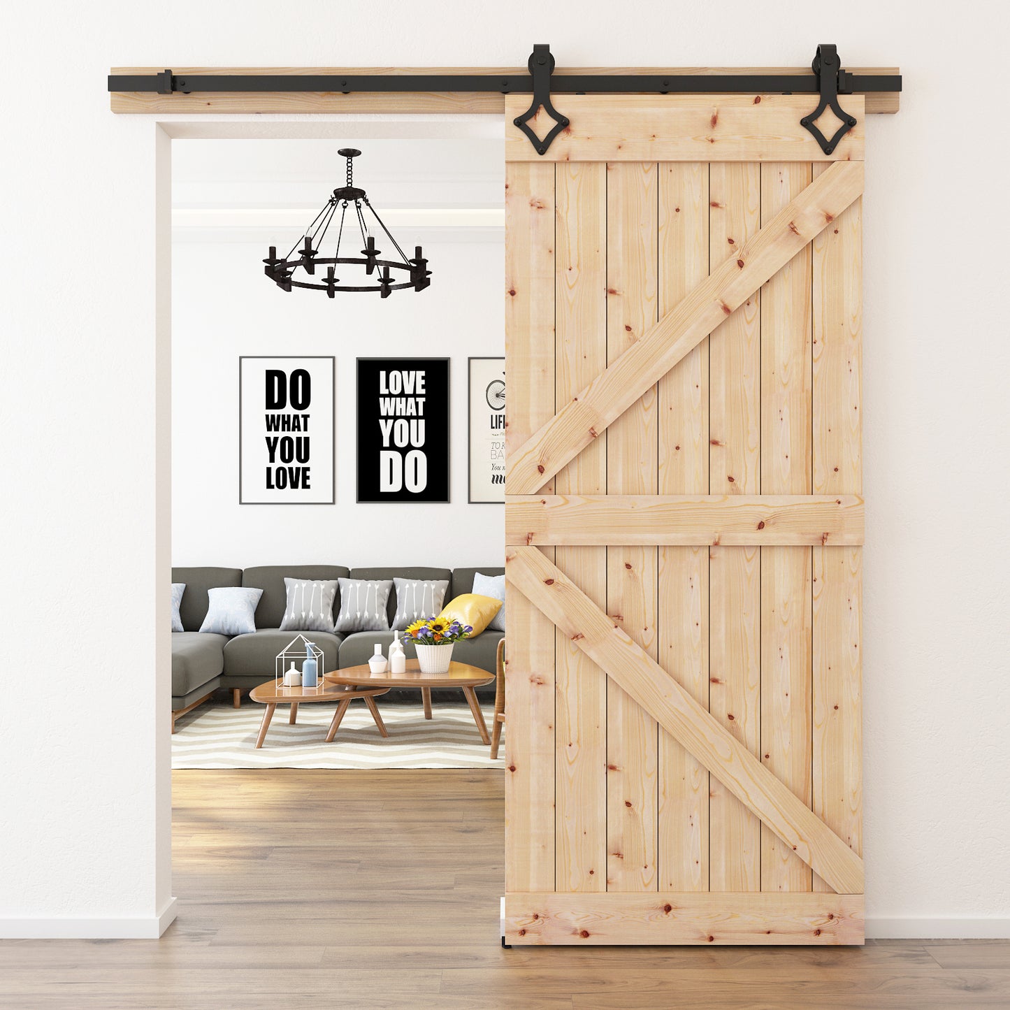 Barn Door Hardware, Sliding Door Hardware, Exposed Wheel Hardware, Diamond Shaped Hardware