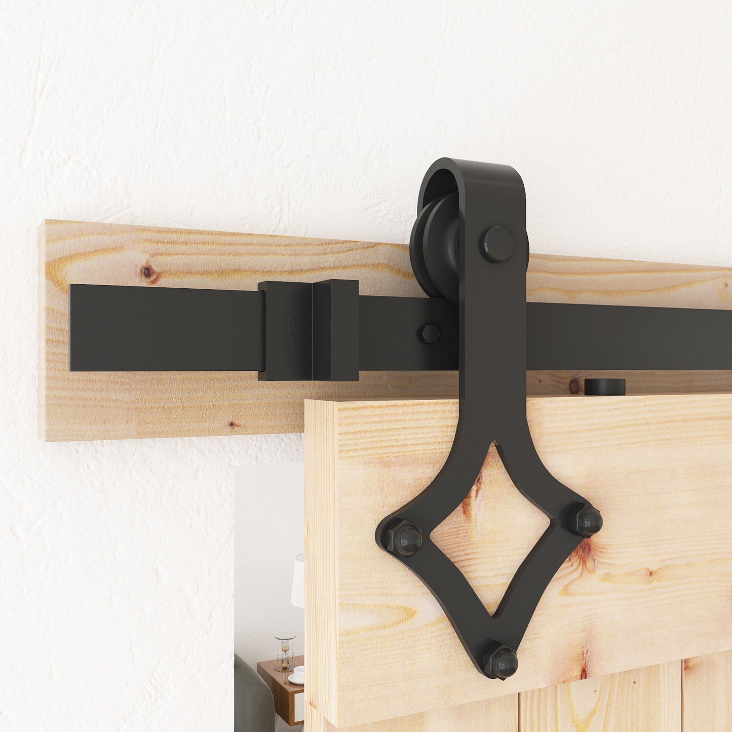 Barn Door Hardware, Sliding Door Hardware, Exposed Wheel Hardware, Diamond Shaped Hardware