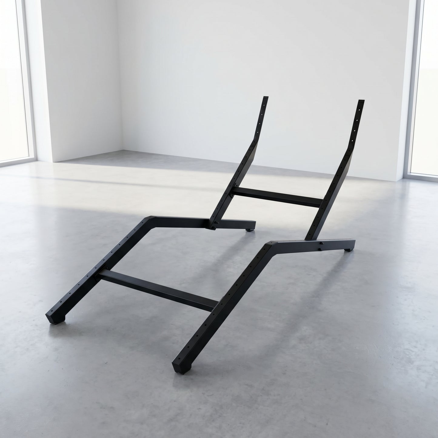 Indoor / Outdoor Lounge Chair Frame, Steel Chair Base, Black Powder Coated, Industrial Furniture