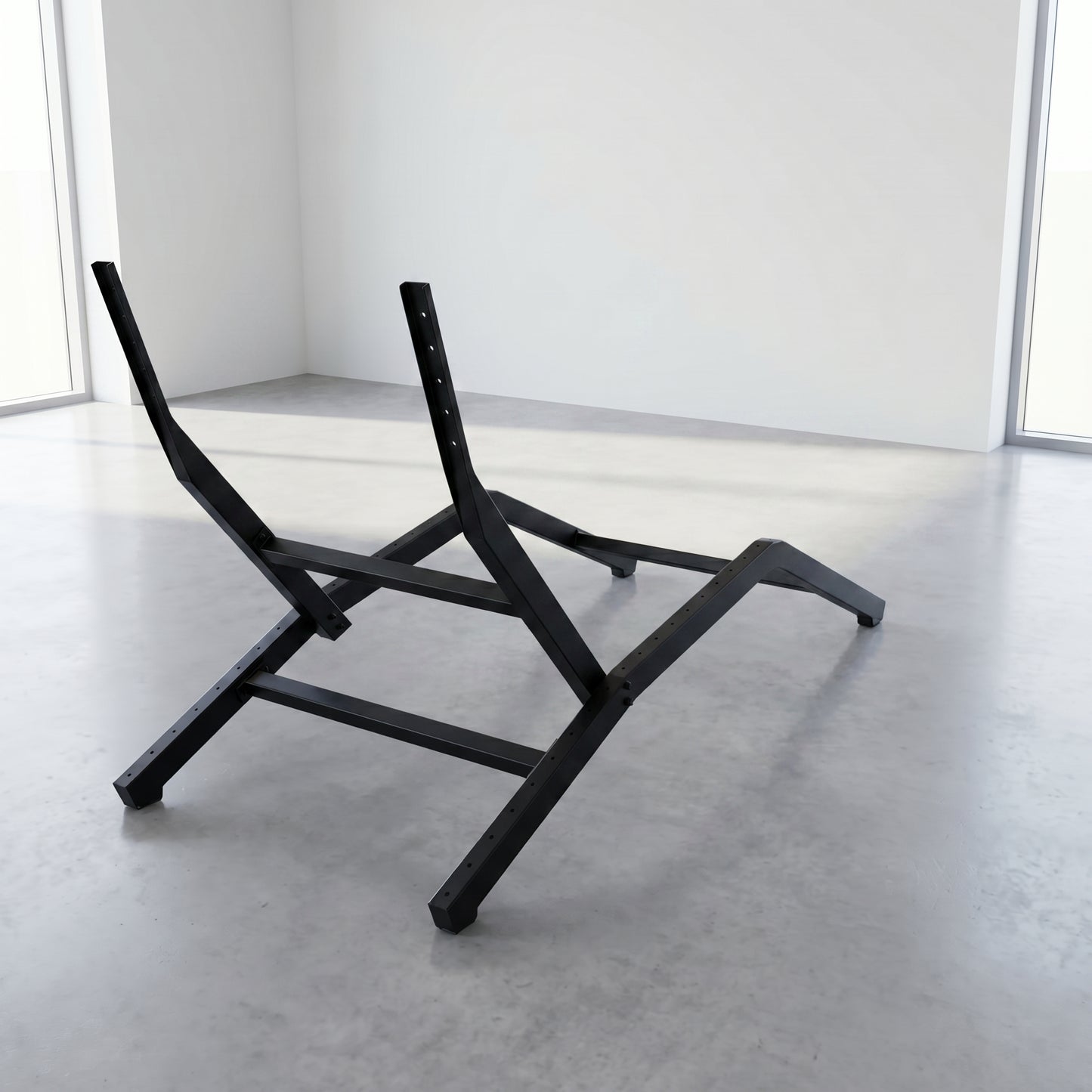 Indoor / Outdoor Lounge Chair Frame, Steel Chair Base, Black Powder Coated, Industrial Furniture