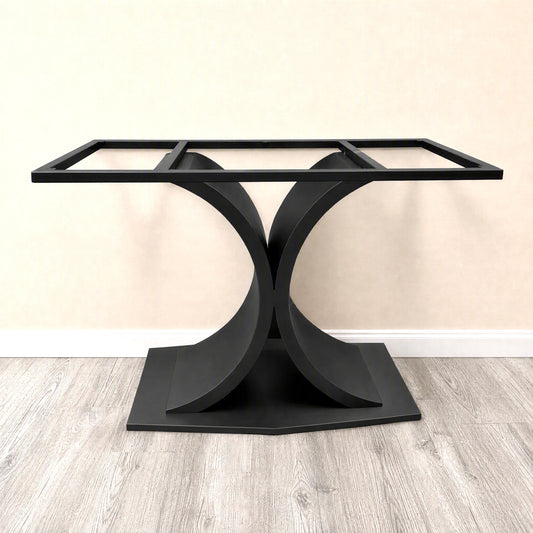 H29 x L42 x W20 Brass Color Curvy X Shape Rectangular Dining Table Base