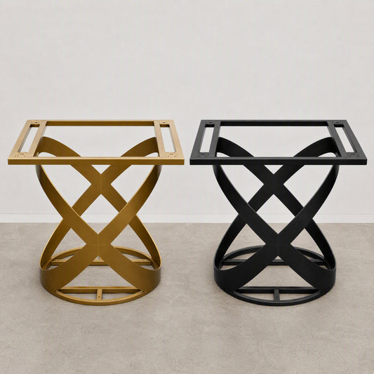 H28.5  x L26 x W22 Black / Gold Dining Table Base