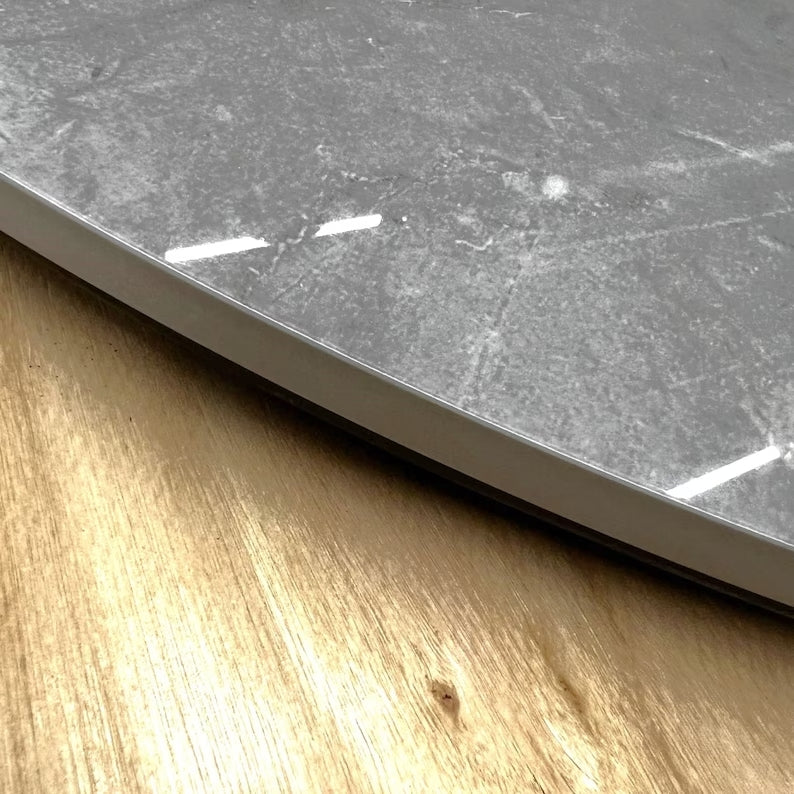 Round Sintered Stone Tabletop - Grey Marble
